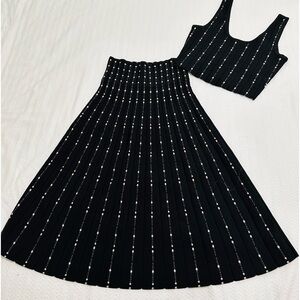 VIA VAI Los Angeles NWT Patsy Dress Set Black With Cream Polka Dots